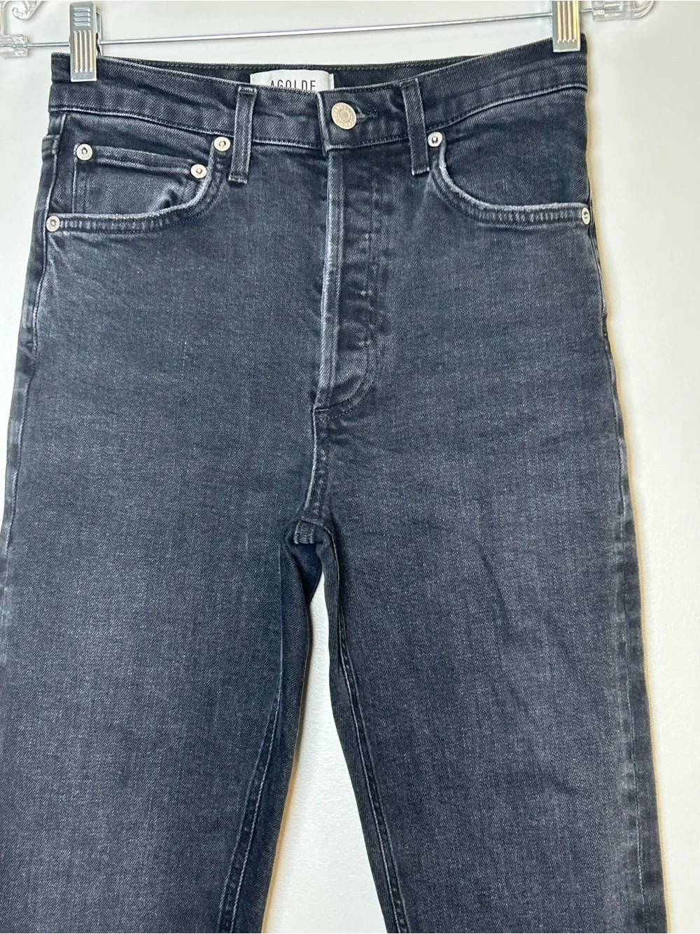 AGOLDE Riley bottom fly Black Straight-Leg Jeans women’s 25 high rise premium